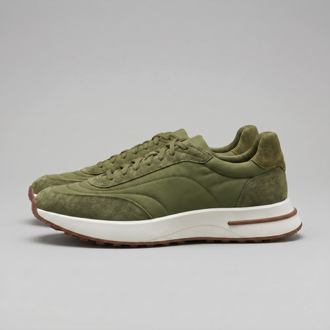 Men's Suede and Nylon Panel Sneakers