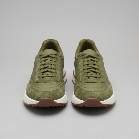 Men's Suede and Nylon Panel Sneakers