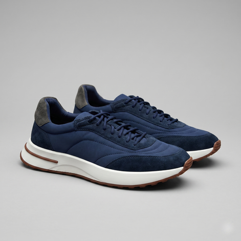 Men's Suede and Nylon Panel Sneakers