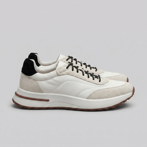 Men's Suede and Nylon Panel Sneakers
