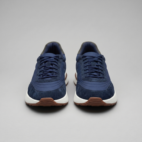 Men's Suede and Nylon Panel Sneakers