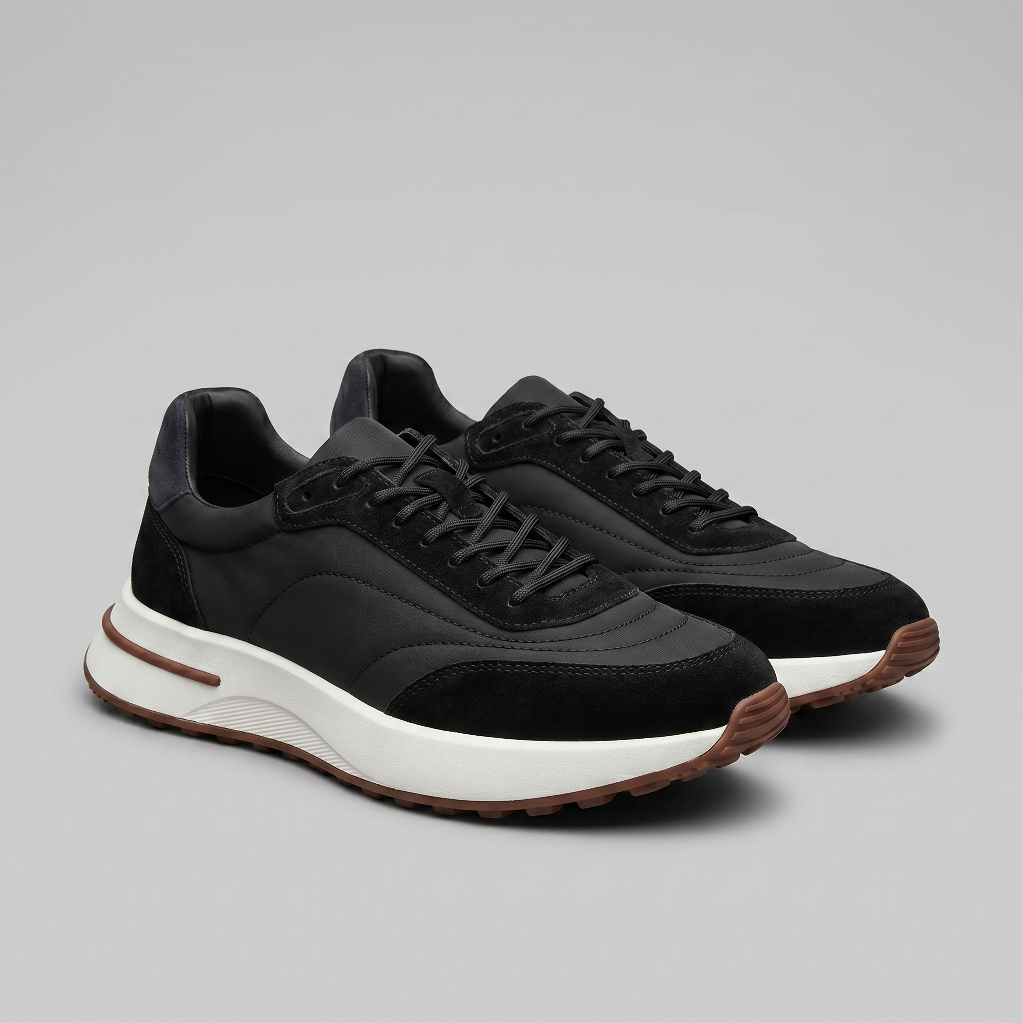 Men's Suede and Nylon Panel Sneakers