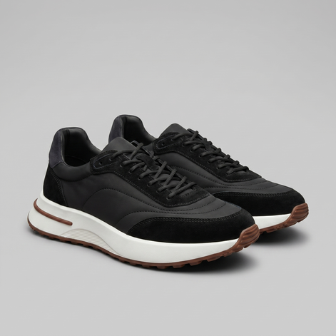 Men's Suede and Nylon Panel Sneakers