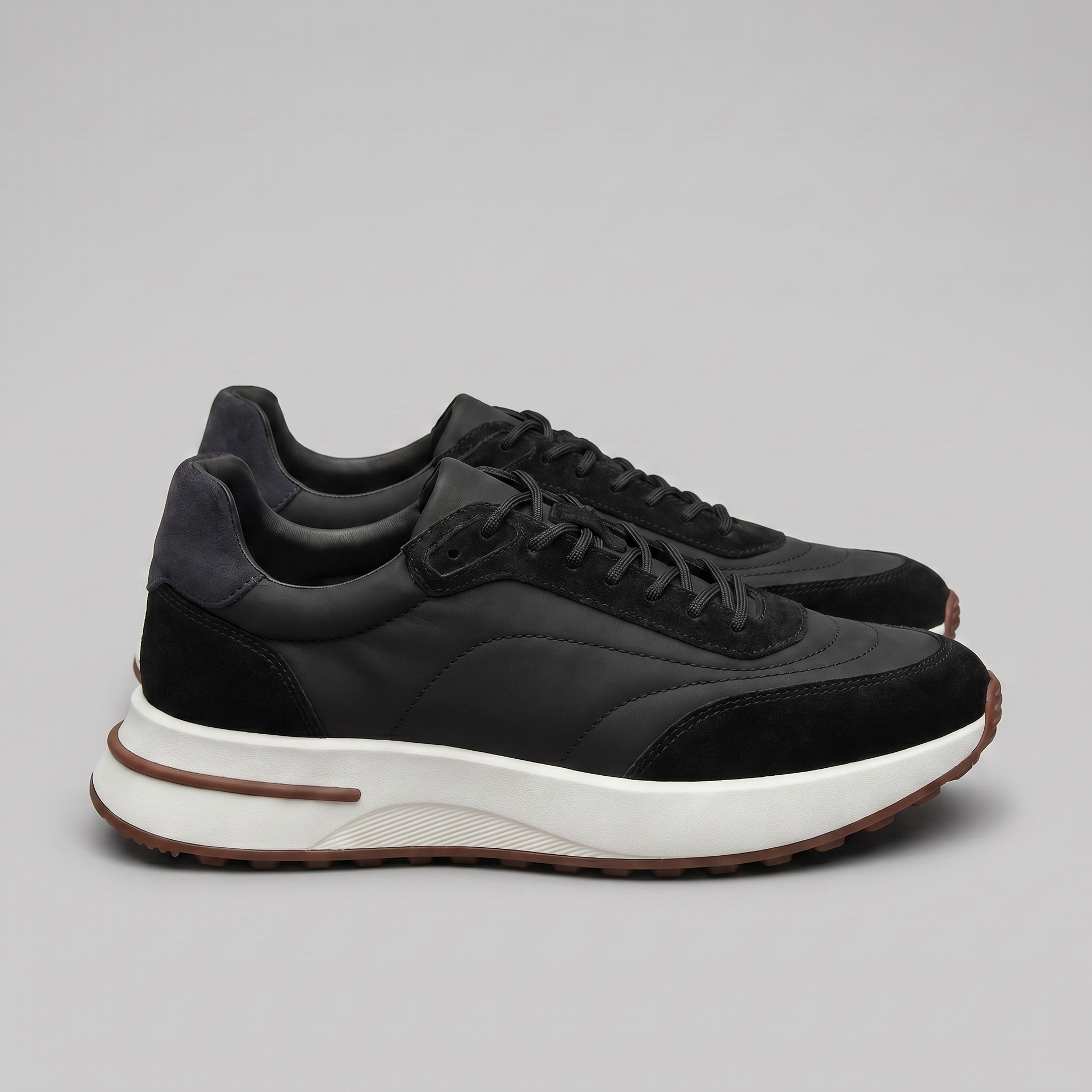 Men's Suede and Nylon Panel Sneakers