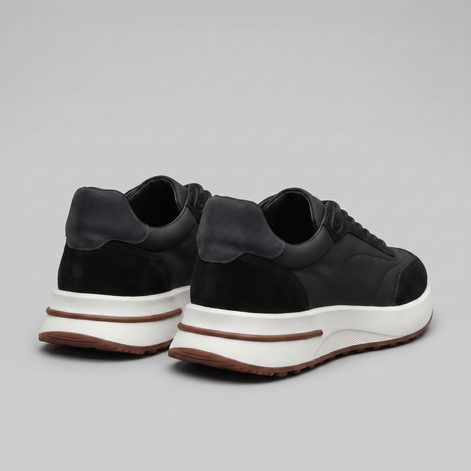Men's Suede and Nylon Panel Sneakers