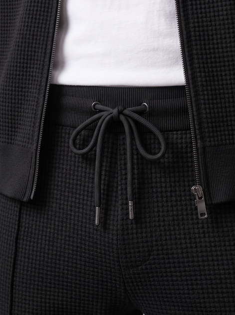 Men's Textured Zip Jacket Pants Set