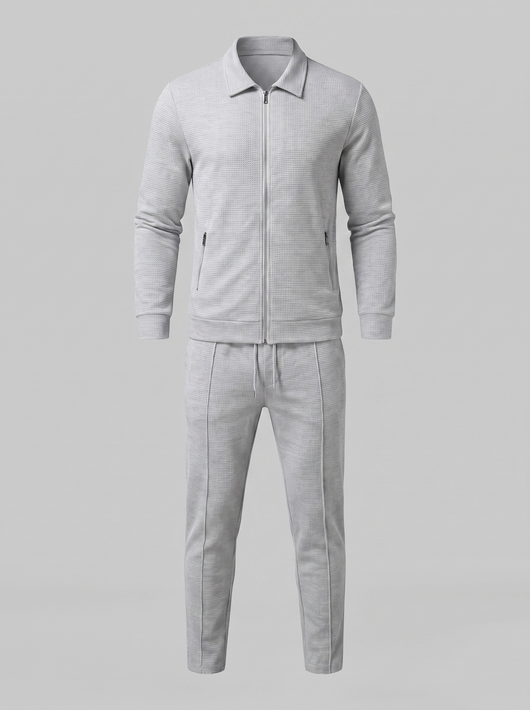 Men's Textured Zip Jacket Pants Set
