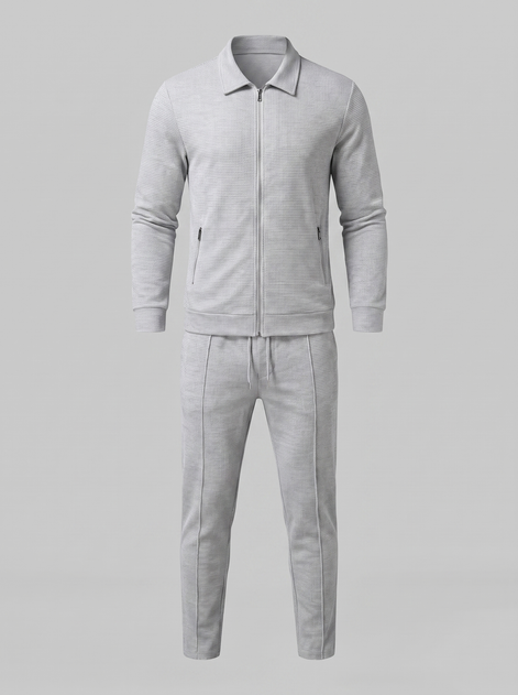 Men's Textured Zip Jacket Pants Set