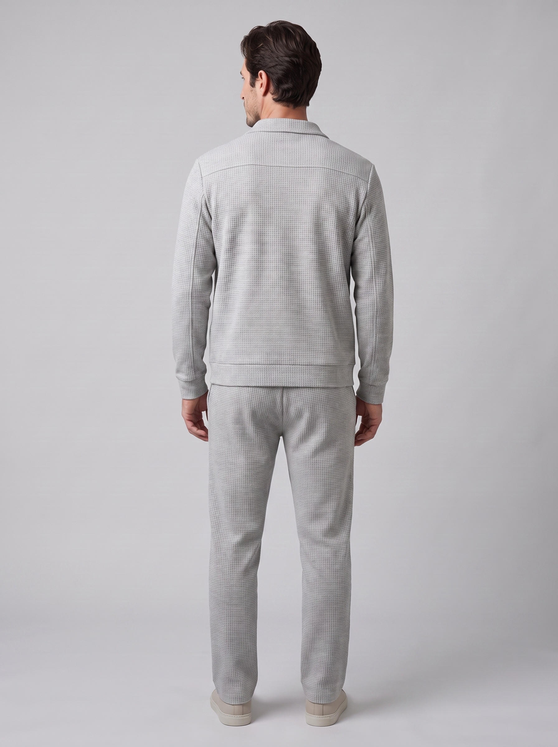 Men's Textured Zip Jacket Pants Set