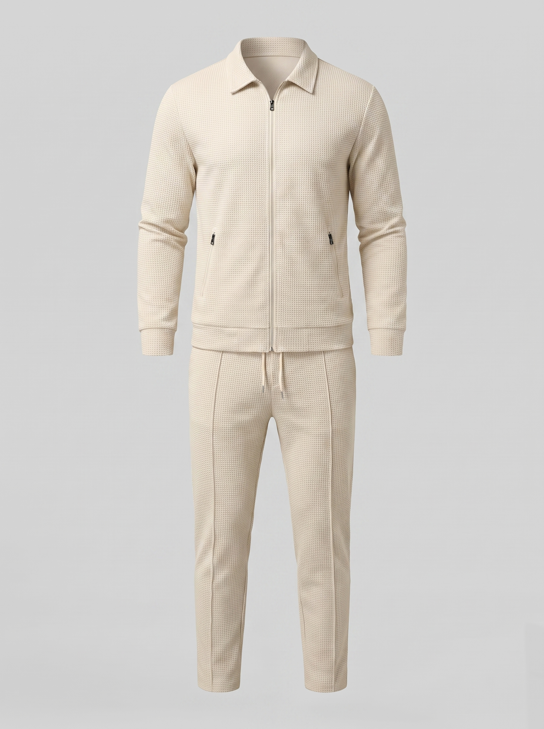 Men's Textured Zip Jacket Pants Set