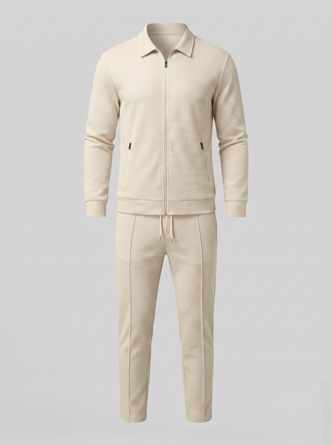 Men's Textured Zip Jacket Pants Set