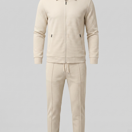 Men's Textured Zip Jacket Pants Set