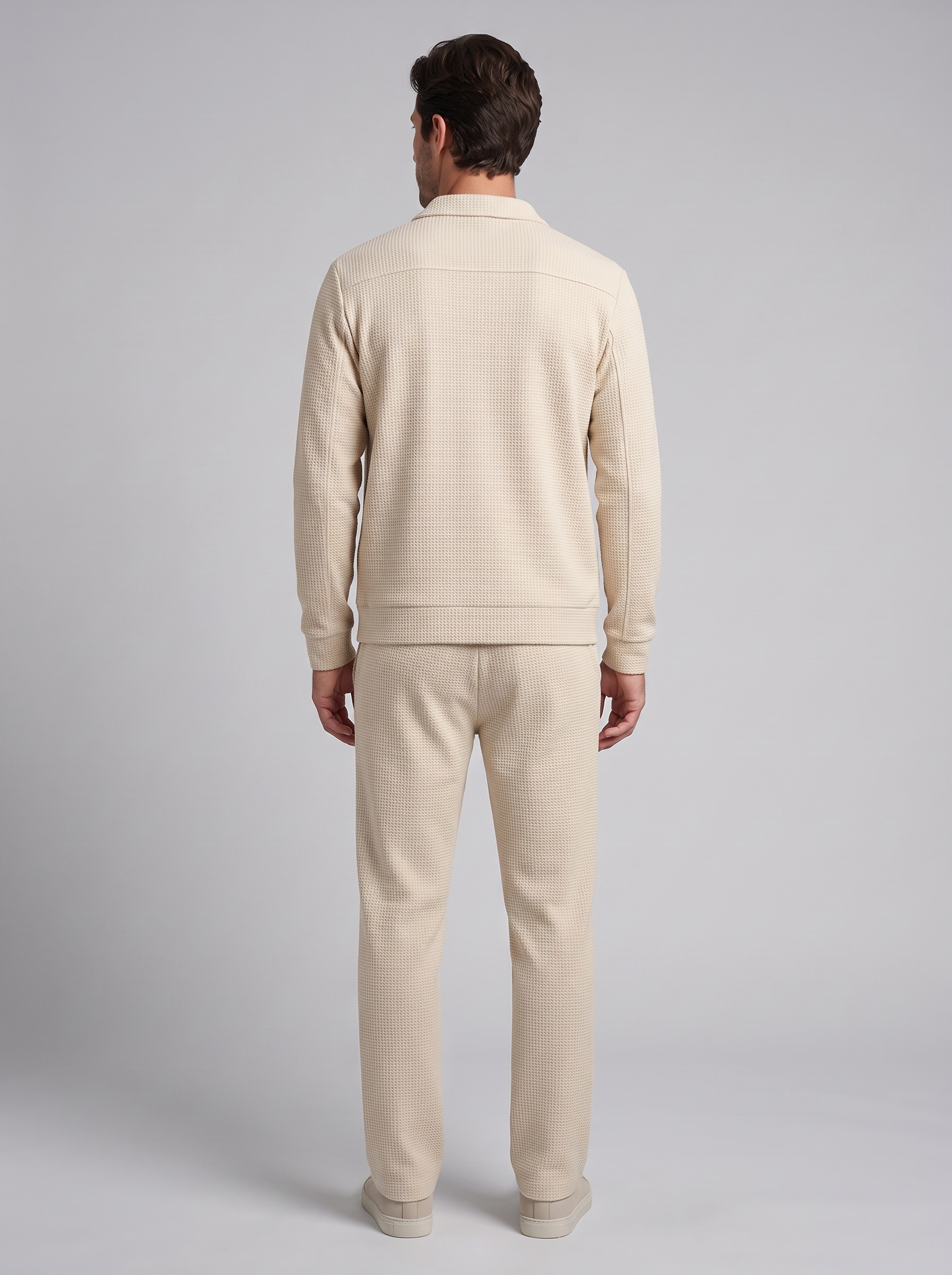 Men's Textured Zip Jacket Pants Set