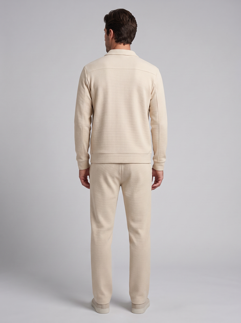 Men's Textured Zip Jacket Pants Set
