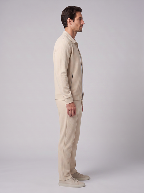 Men's Textured Zip Jacket Pants Set