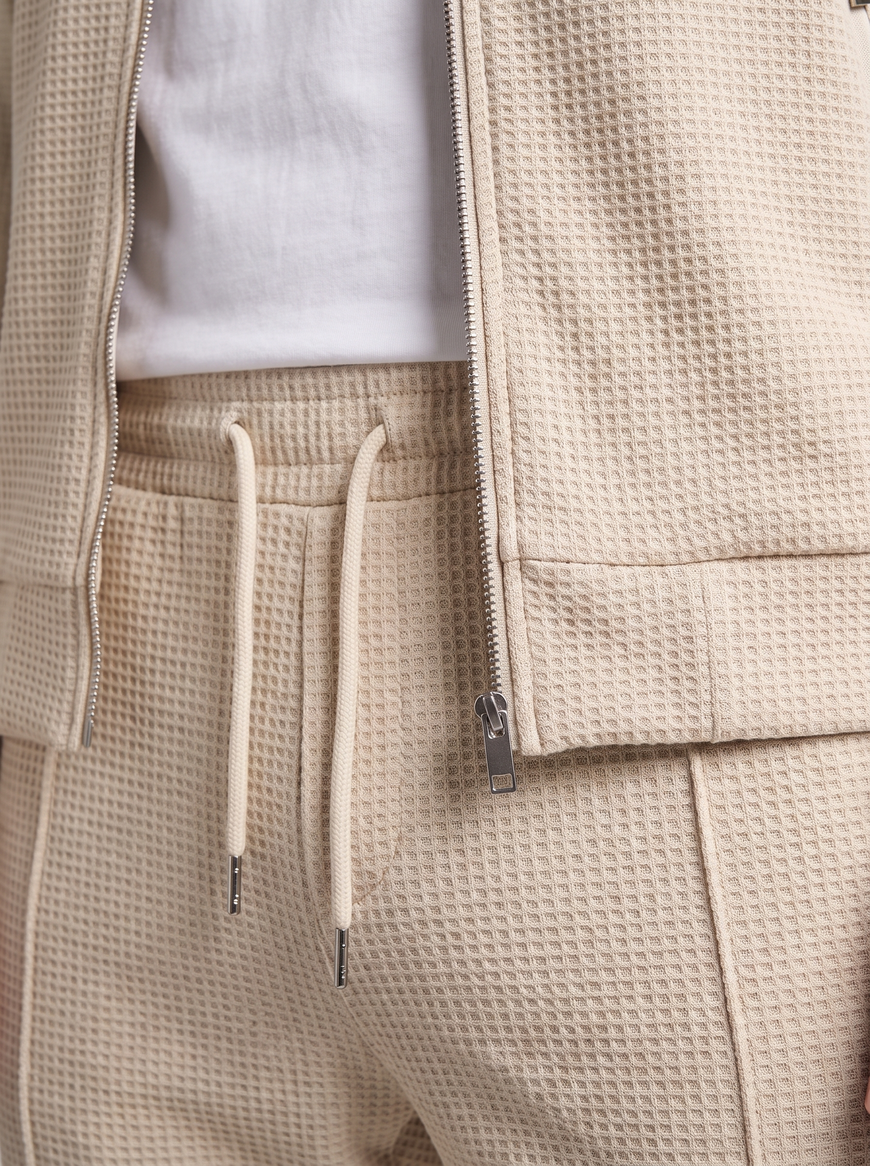 Men's Textured Zip Jacket Pants Set