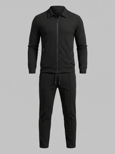 Men's Textured Zip Jacket Pants Set