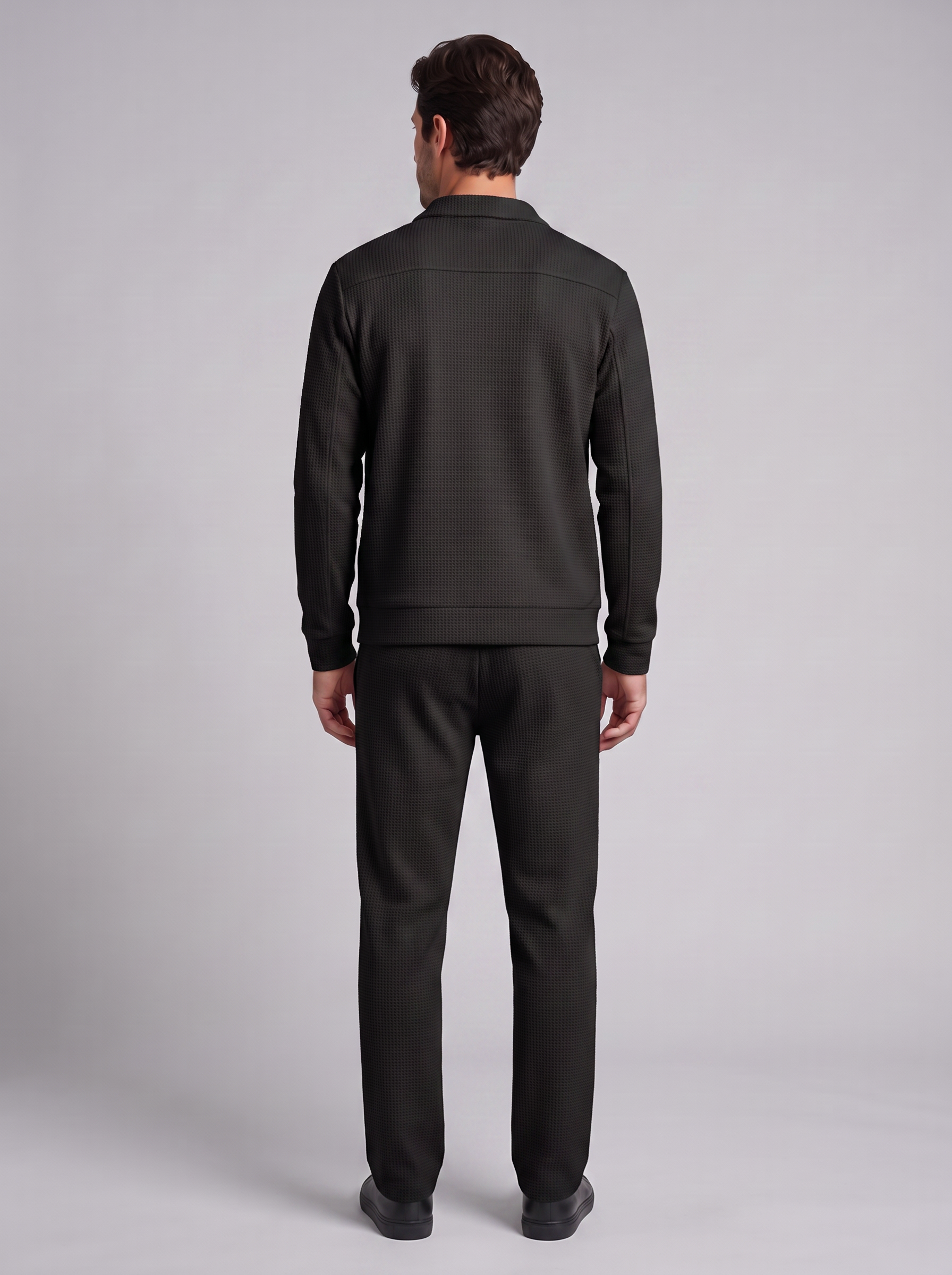 Men's Textured Zip Jacket Pants Set