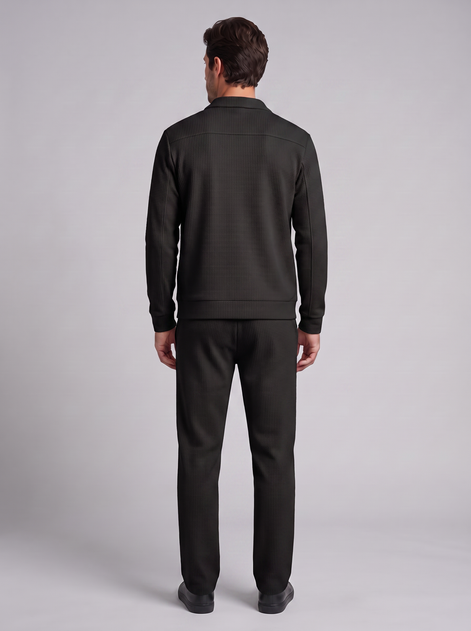 Men's Textured Zip Jacket Pants Set