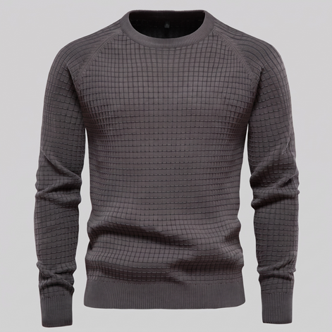Men's Waffle Knit Crew Neck Sweater