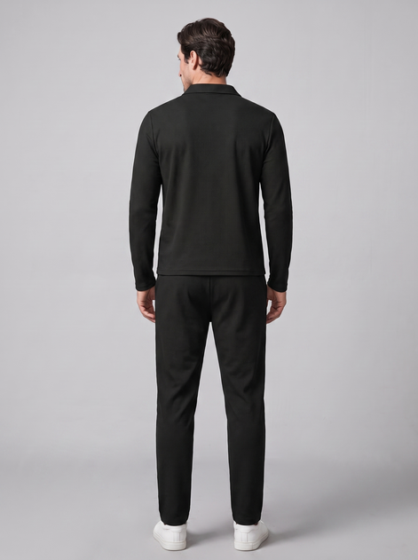 Men's Waffle Knit Quarter-Zip Tracksuit Set