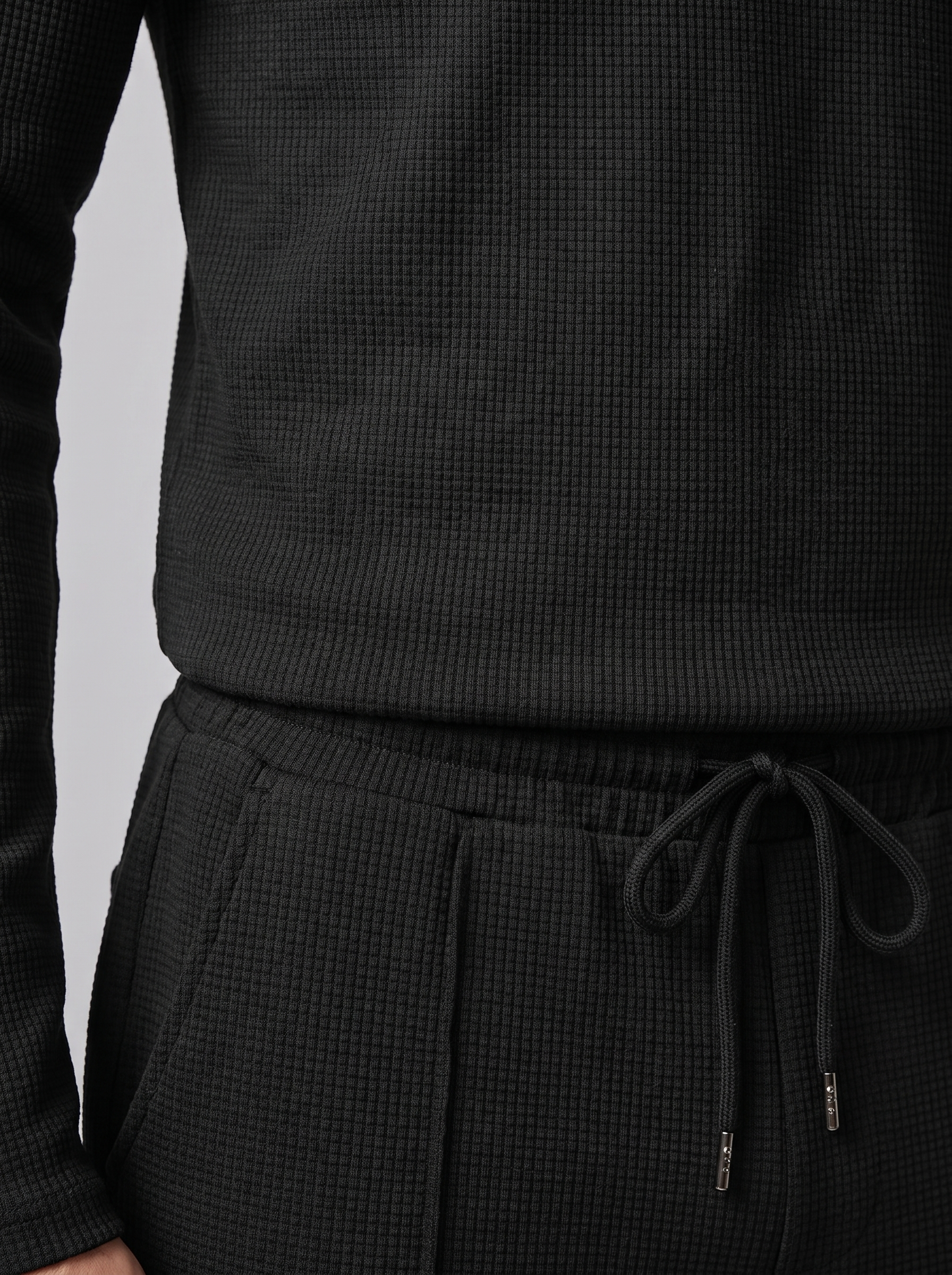 Men's Waffle Knit Quarter-Zip Tracksuit Set