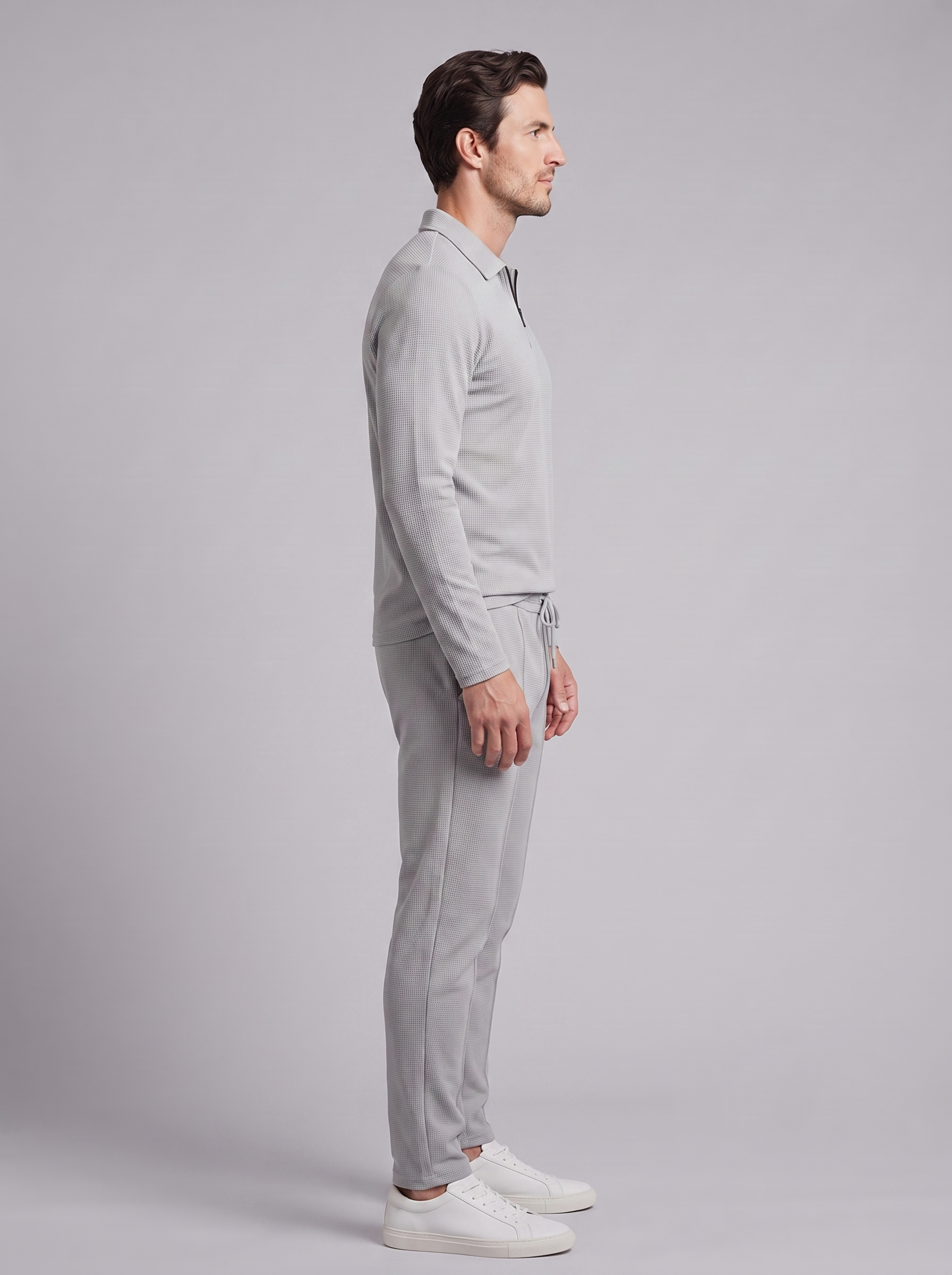 Men's Waffle Knit Quarter-Zip Tracksuit Set