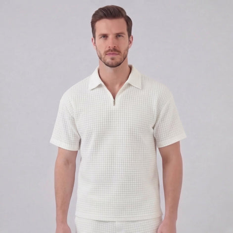 Men's Waffle Knit Short Outfit Summer Set