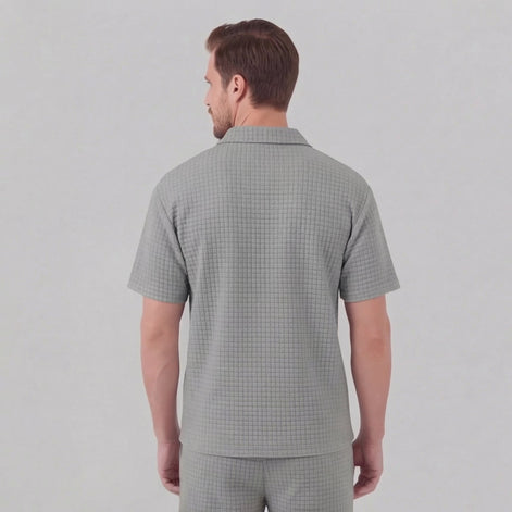 Men's Waffle Knit Short Outfit Summer Set