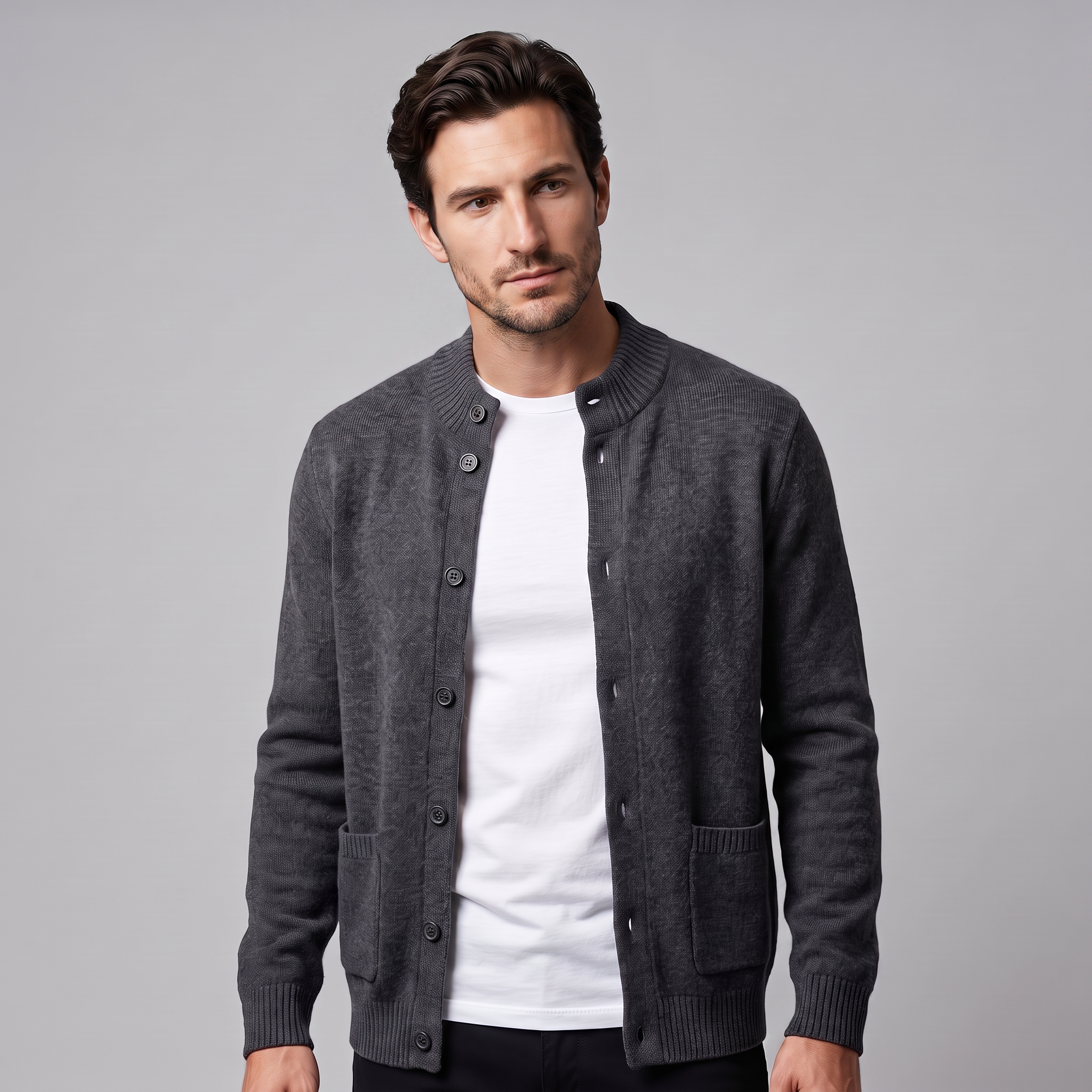 Men's Wool Button-Front Cardigan