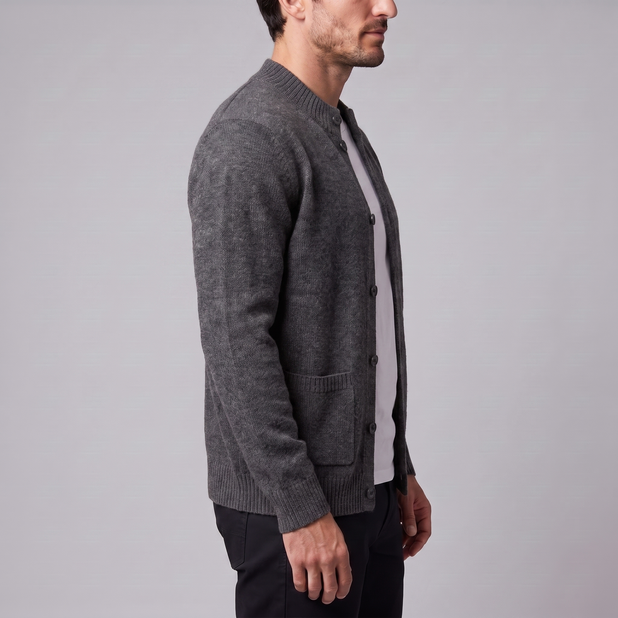 Men's Wool Button-Front Cardigan
