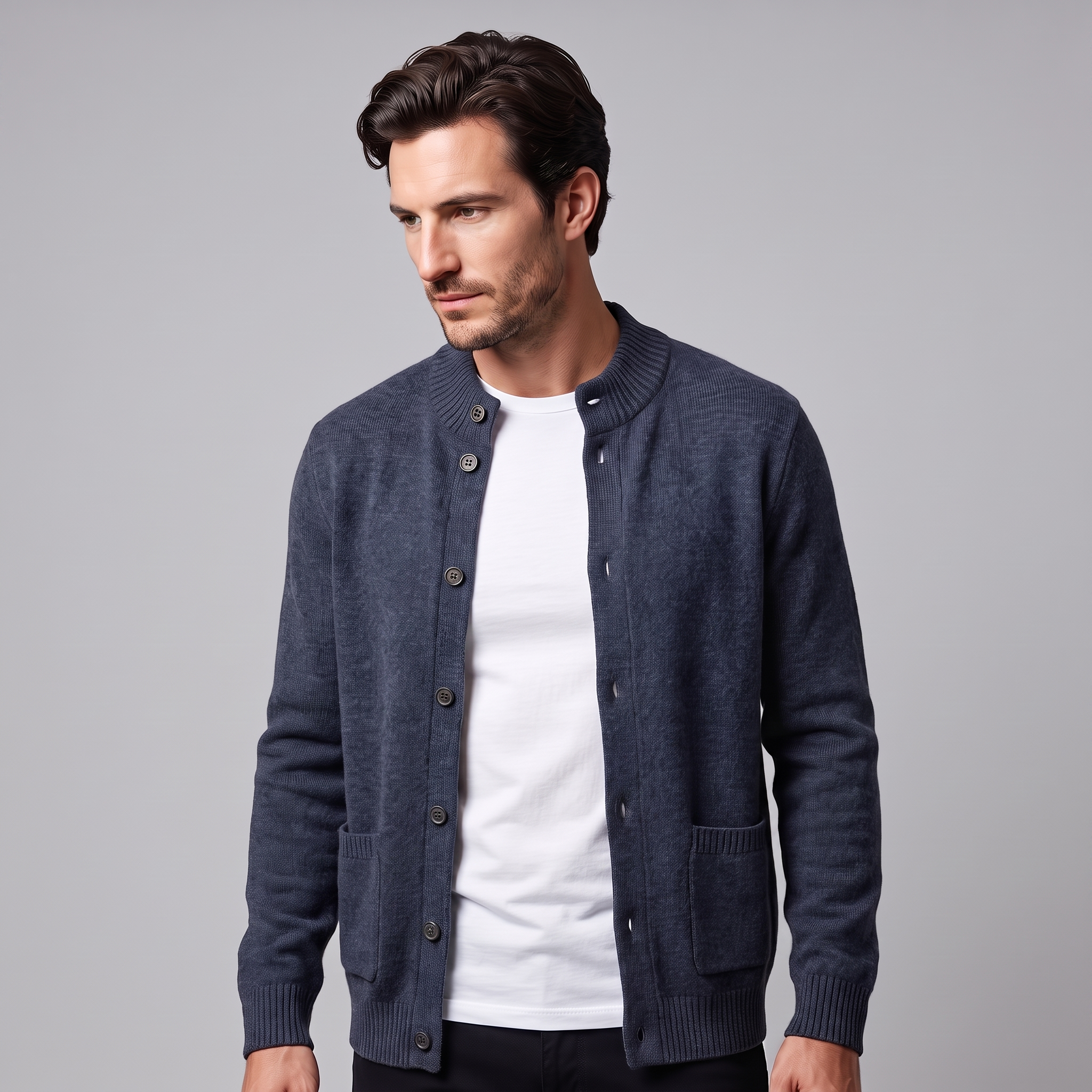 Men's Wool Button-Front Cardigan