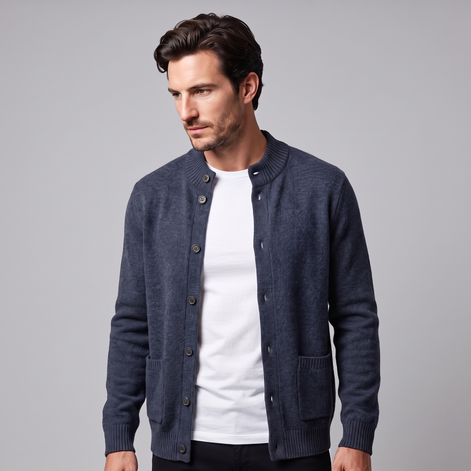 Men's Wool Button-Front Cardigan