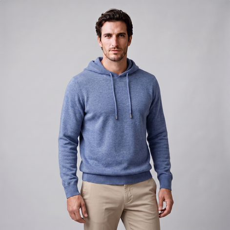 Men's Wool Knit Drawstring Hoodie