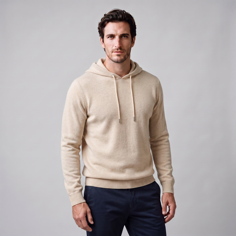 Men's Wool Knit Drawstring Hoodie