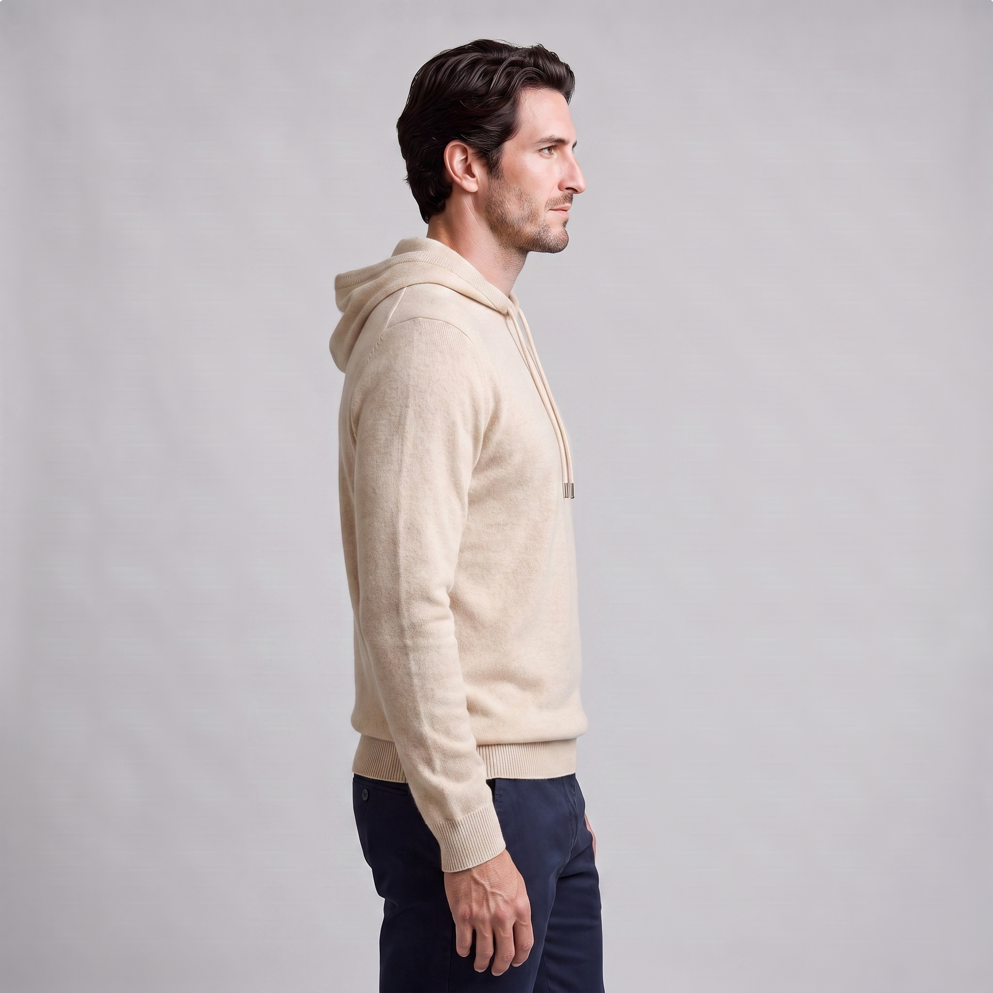 Men's Wool Knit Drawstring Hoodie