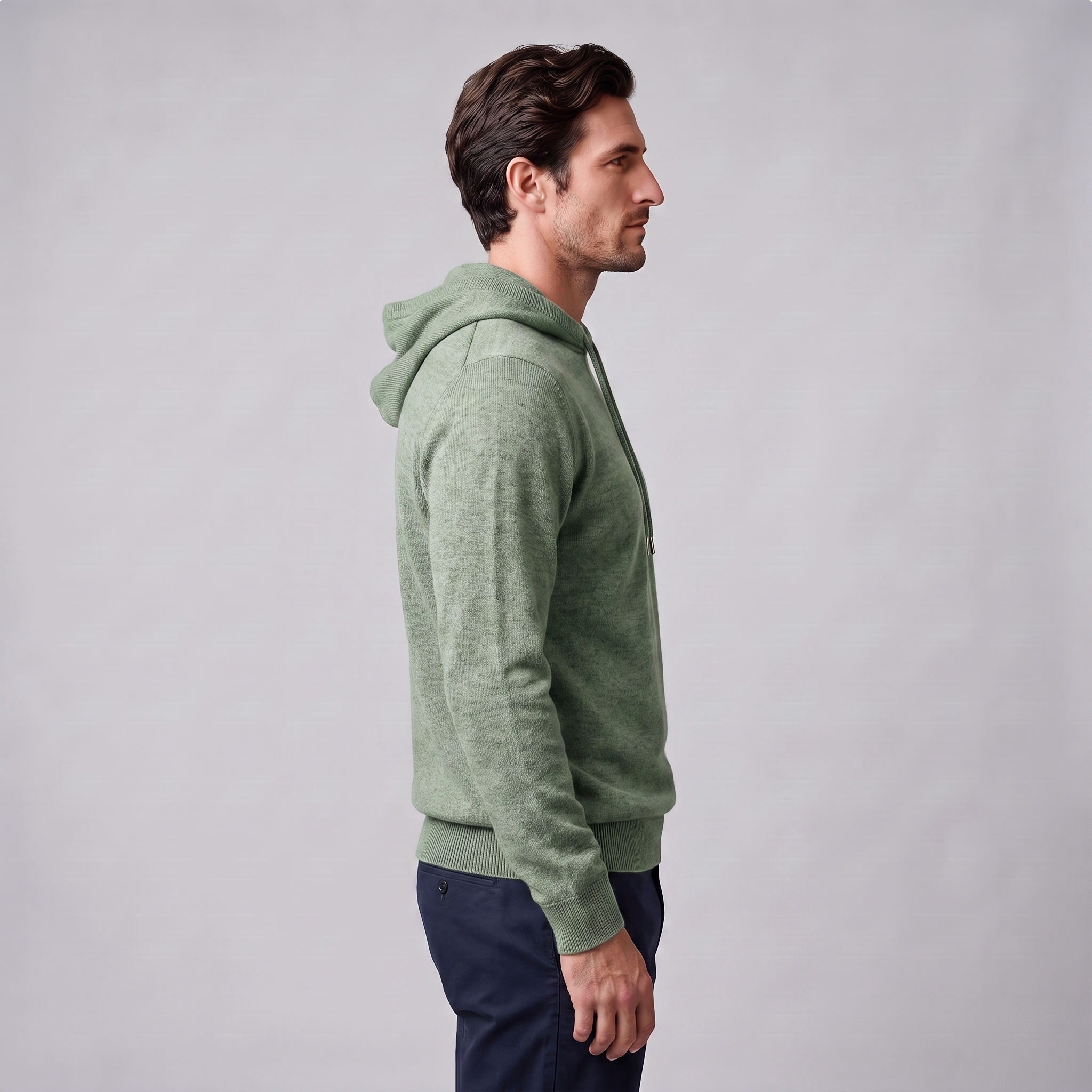 Men's Wool Knit Drawstring Hoodie