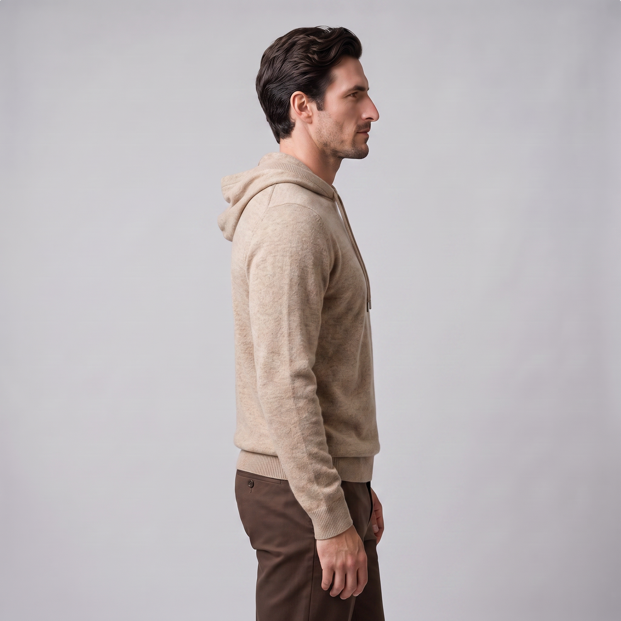 Men's Wool Knit Drawstring Hoodie