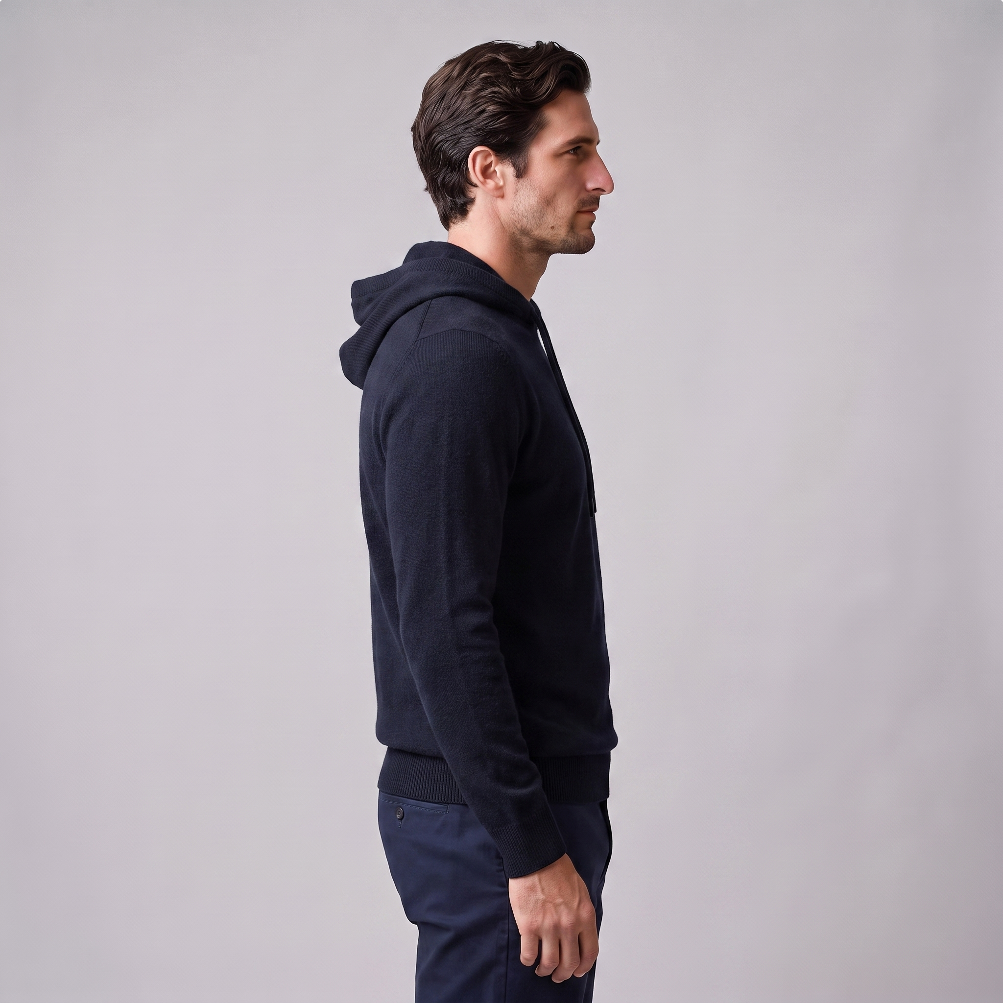 Men's Wool Knit Drawstring Hoodie
