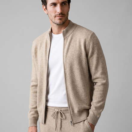 Men's Wool Knit Zip Cardigan and Trouser Co-ord Set