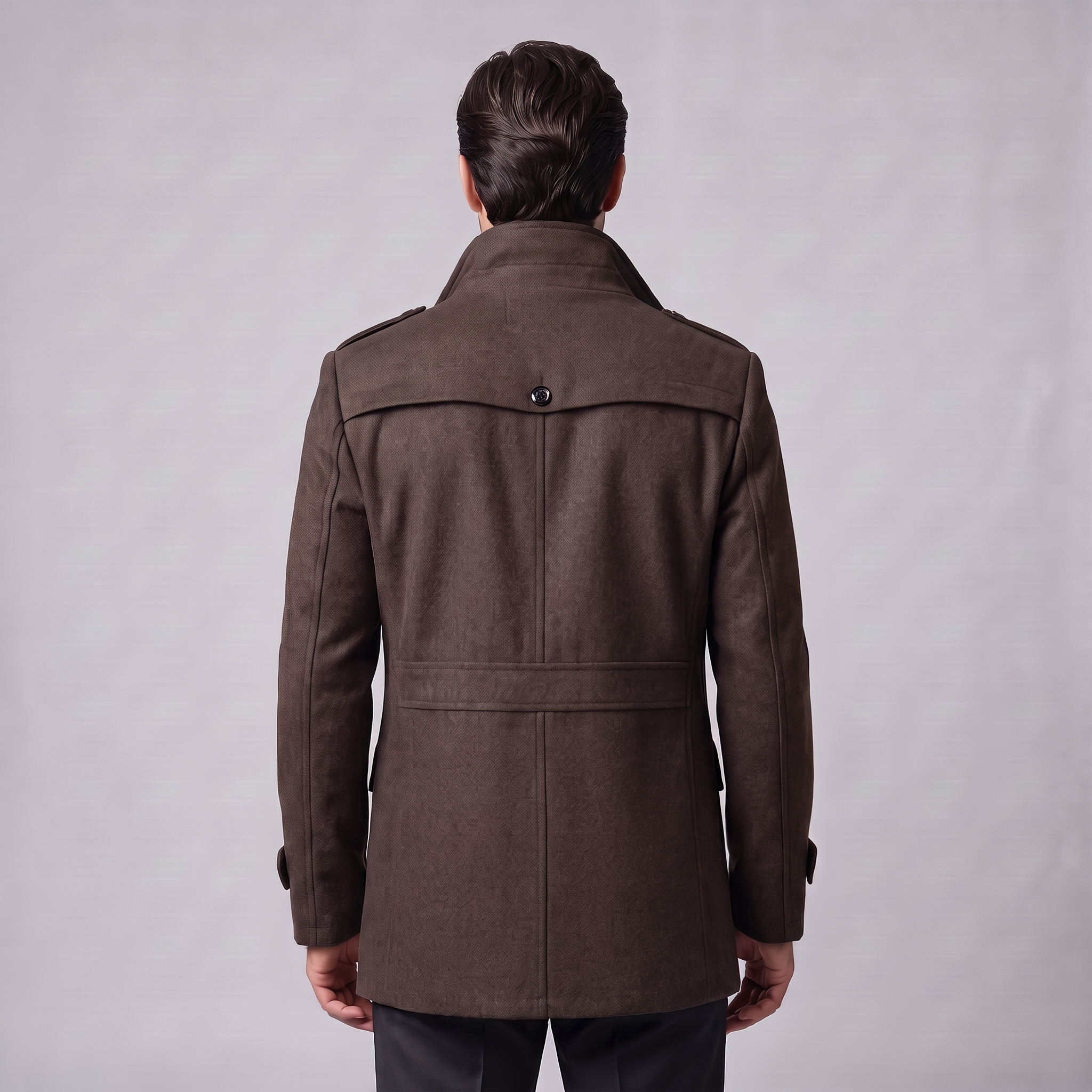 Men's Wool Stand-Collar Overcoat