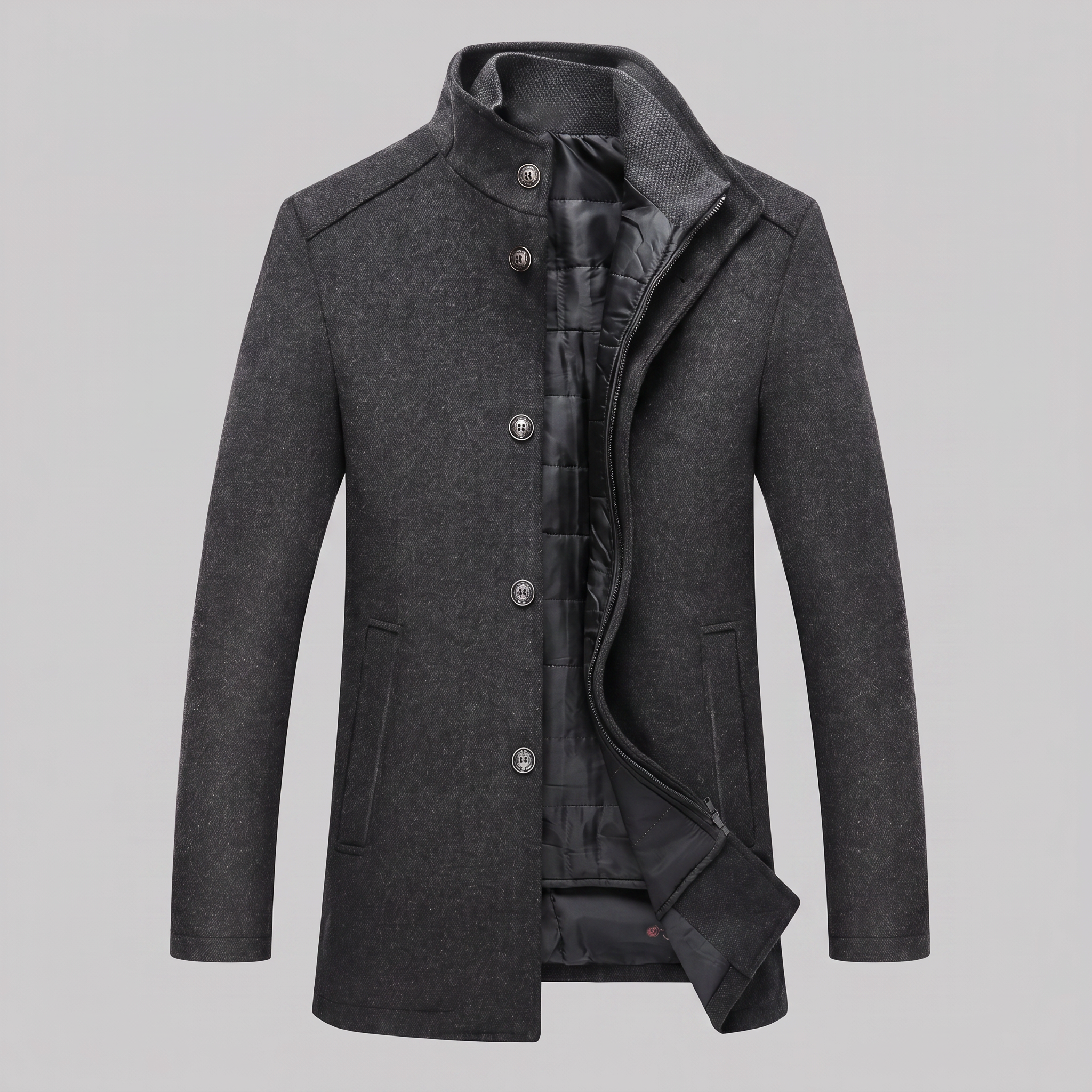 Men's Wool Stand Collar Winter Coat