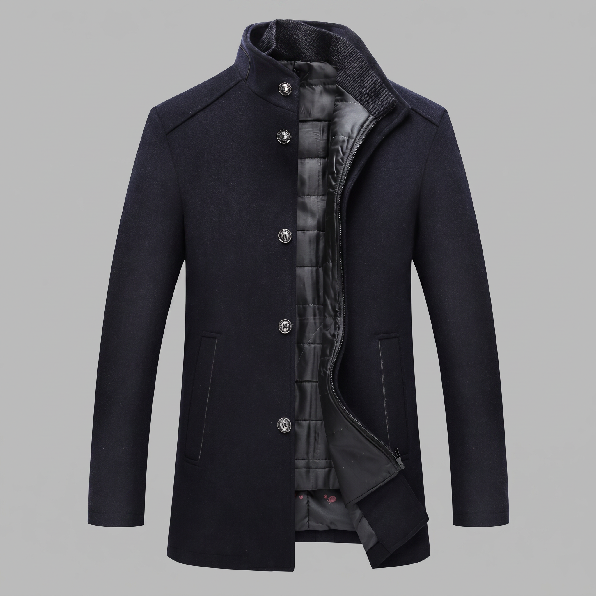 Men's Wool Stand Collar Winter Coat