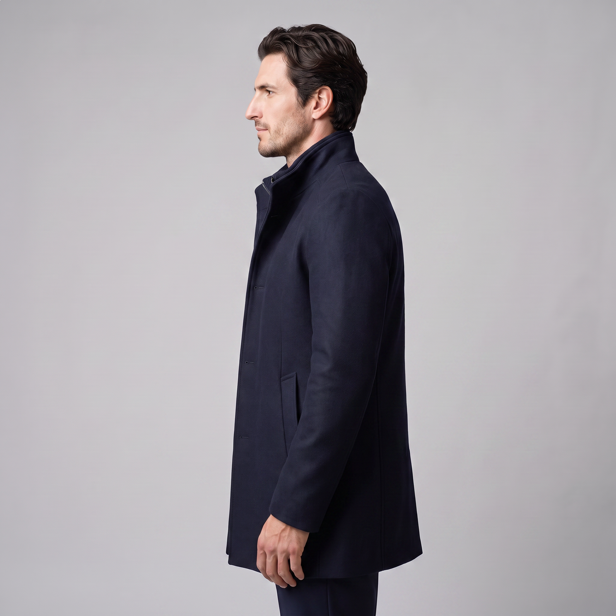 Men's Wool Stand Collar Winter Coat