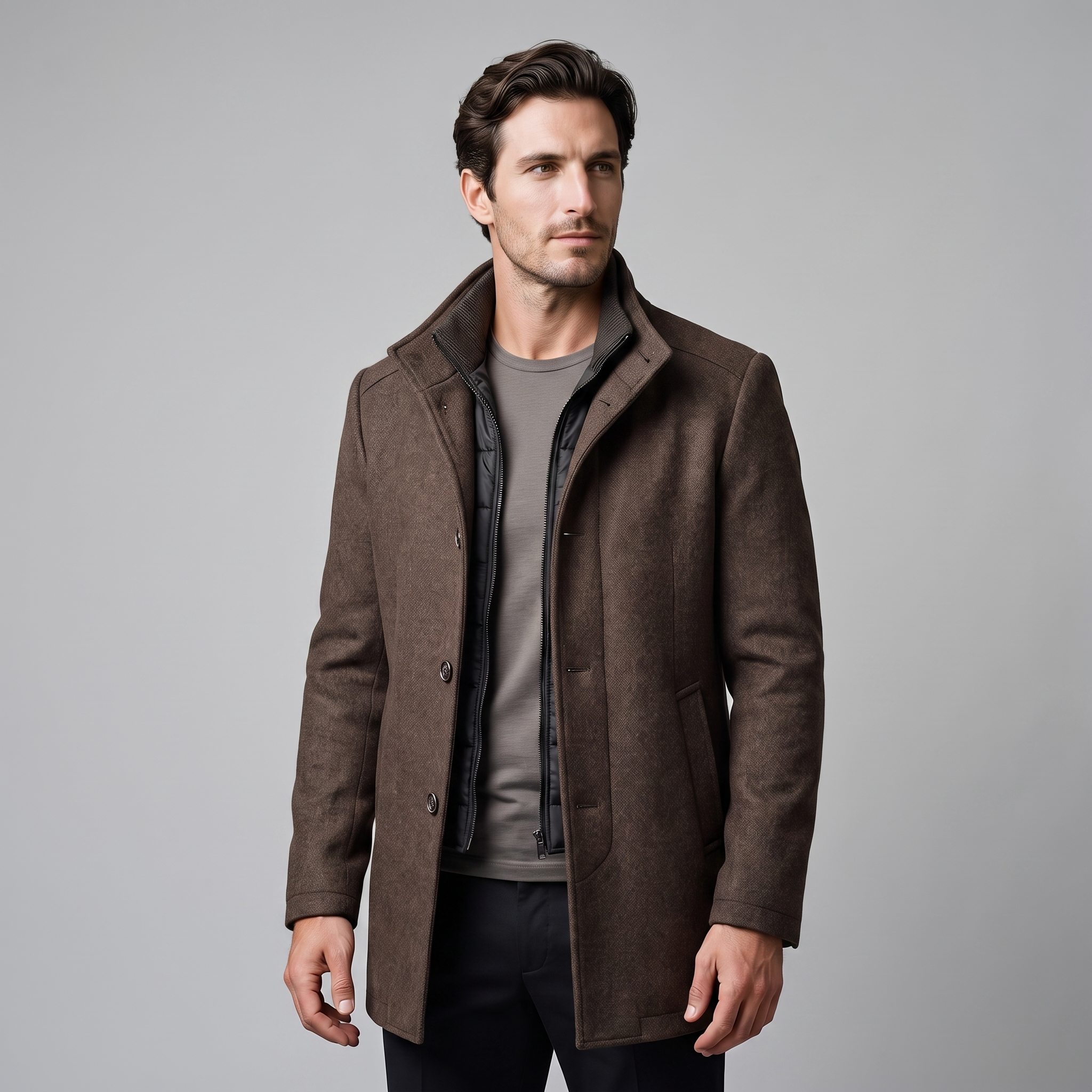Men's Wool Stand Collar Winter Coat