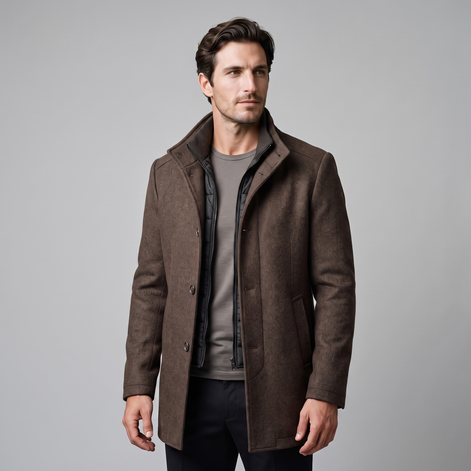 Men's Wool Stand Collar Winter Coat