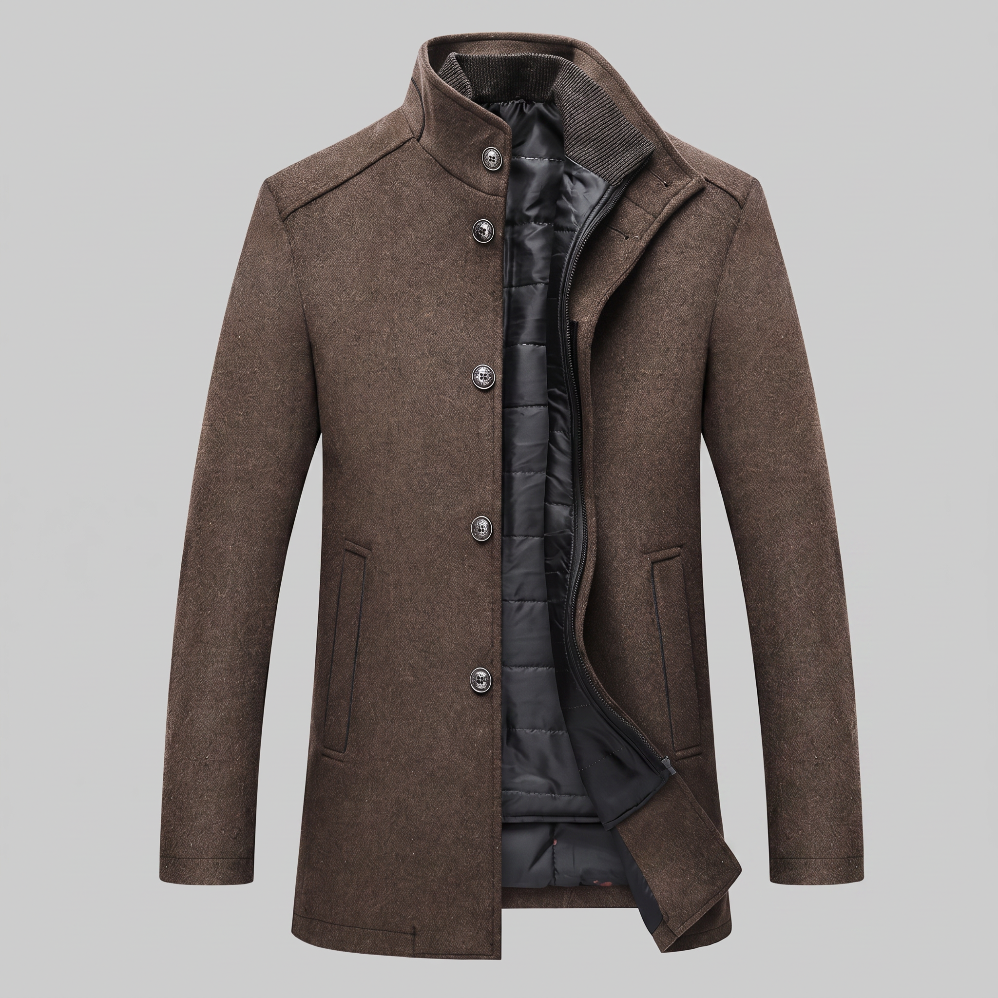 Men's Wool Stand Collar Winter Coat