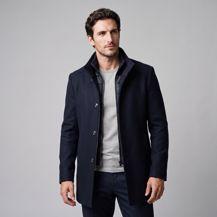 Men's Wool Stand Collar Winter Coat